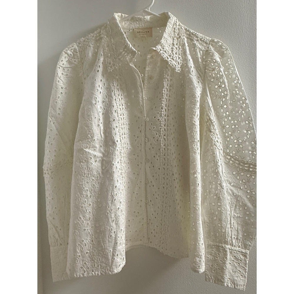 Sezane White Eyelet Blouse - Picture 4 of 10